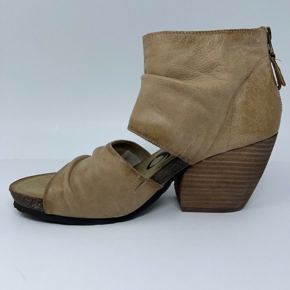 OTBT Womens Patchouli Taupe Open Toe Leather Stacked Sandals Heels Shoes 9 New - Picture 6 of 12